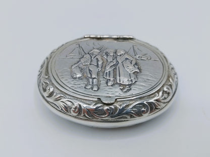 Silver pillbox with fishermen, 835