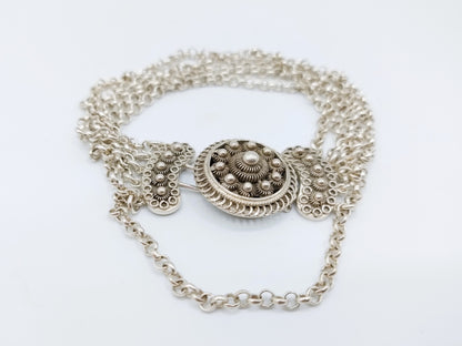 Silver bracelet, jasseron link, Zeeland button, 21 cm