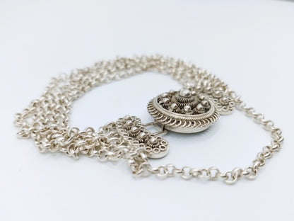 Silver bracelet, jasseron link, Zeeland button, 21 cm