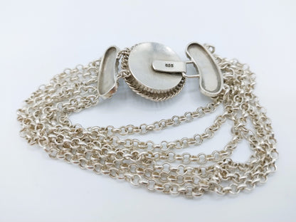 Silver bracelet, jasseron link, Zeeland button, 21 cm