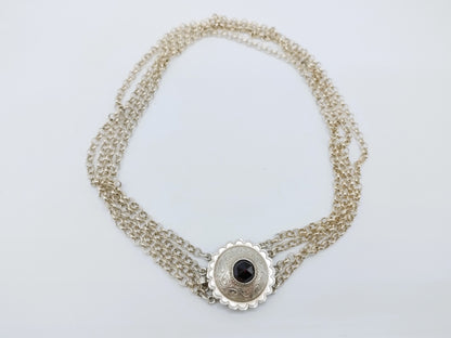 Silver chain with jasseron link on a silver clasp with garnet, 40 cm