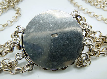 Silver chain with jasseron link on a silver clasp with garnet, 40 cm