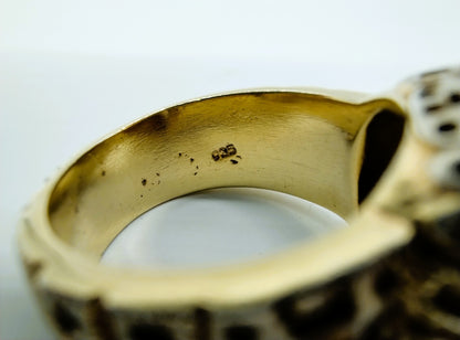 Verguld zilveren herenring met rookkwarts, 18.5 mm