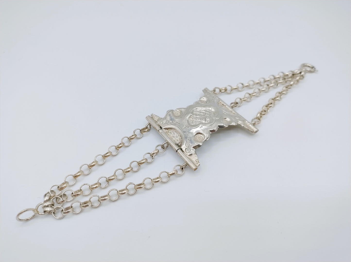 Silver Bible lock bracelet with jasseron link, 17.5 cm 