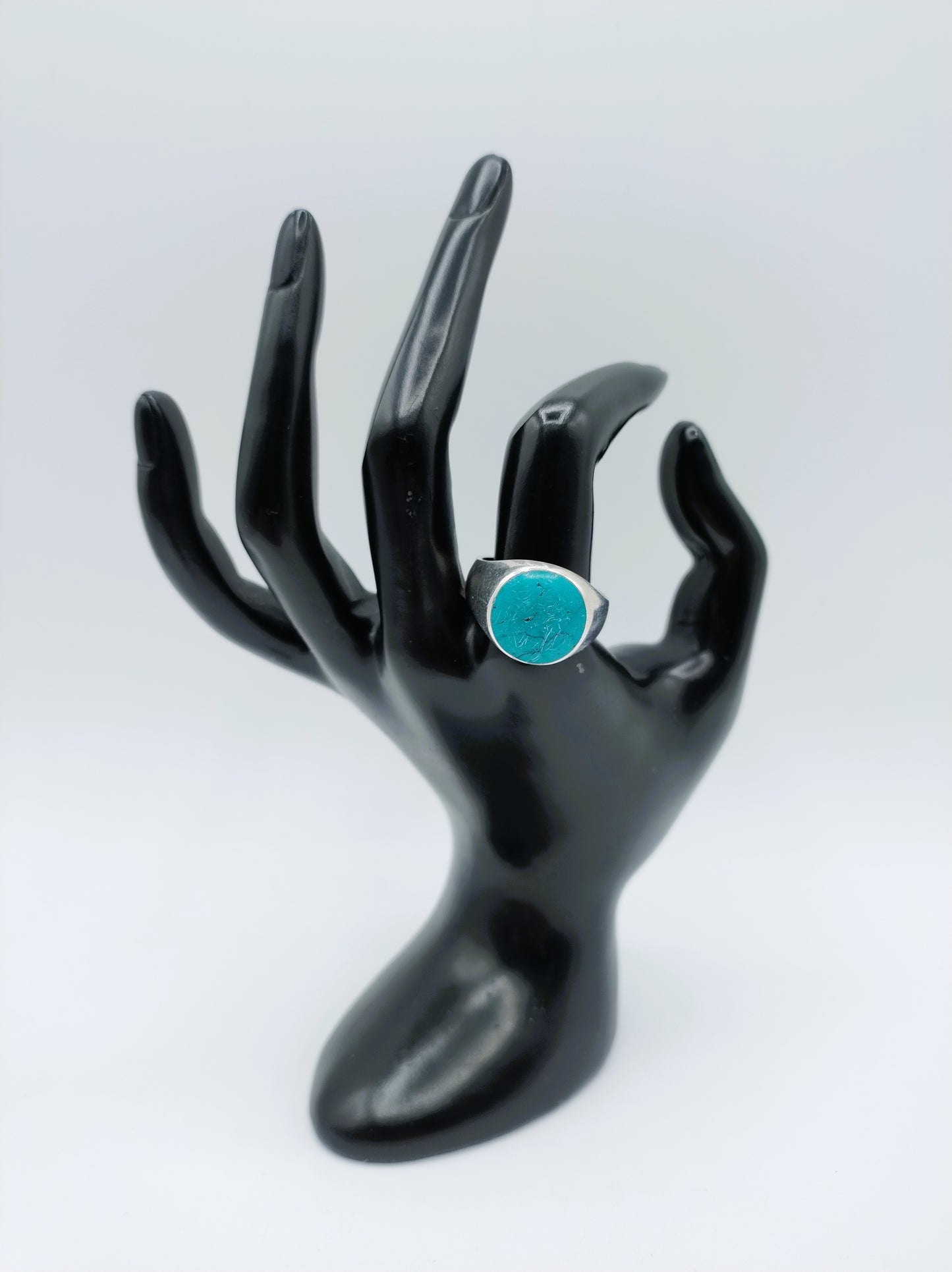 Zilveren ring met turkoois, 21 mm