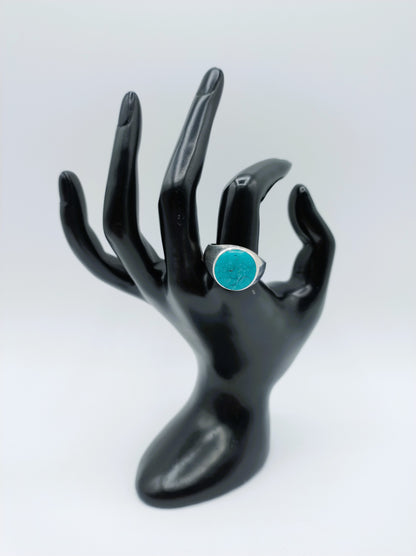 Zilveren ring met turkoois, 21 mm