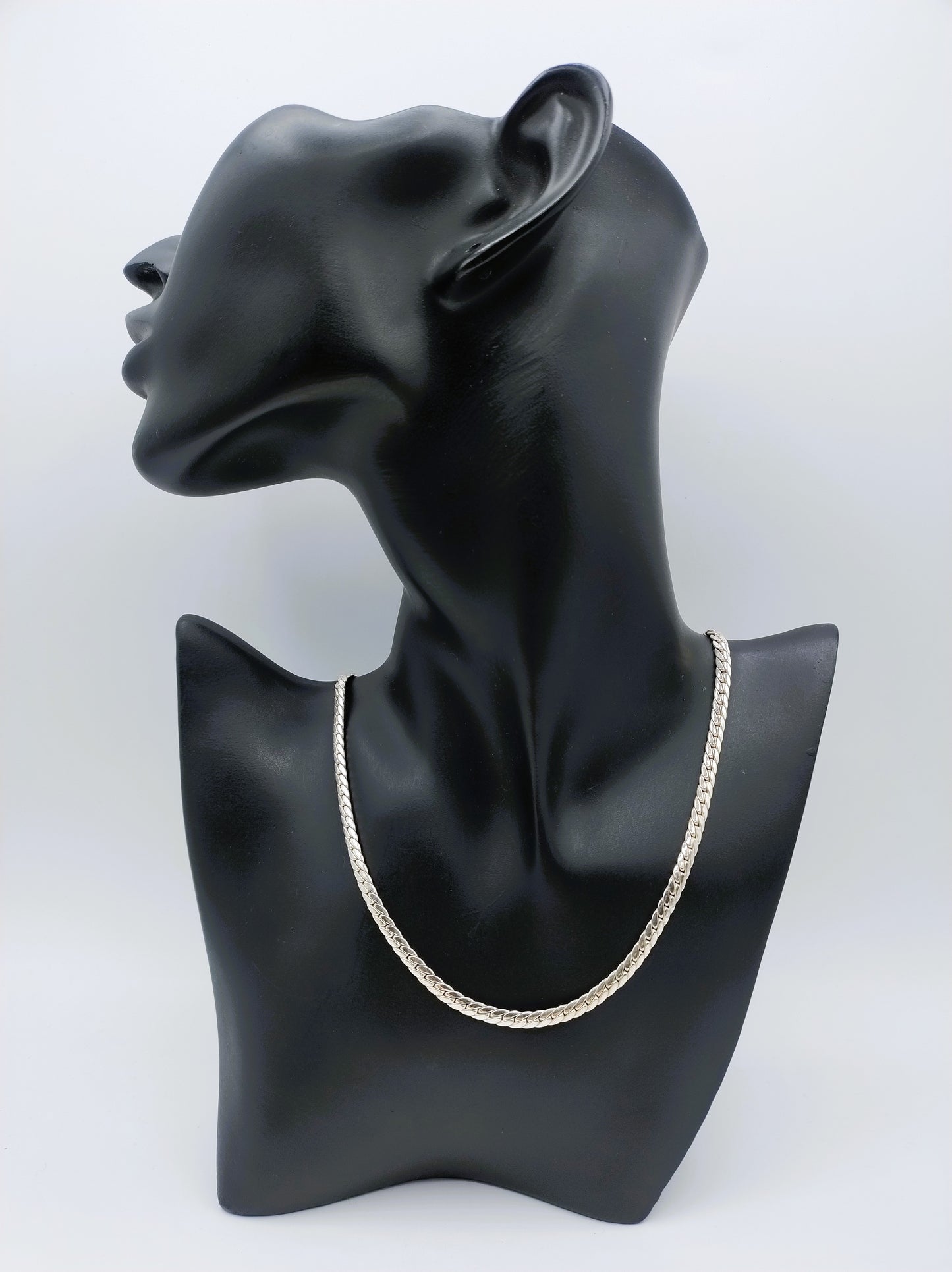 Zilveren ketting met platte schakel, 50,5 cm