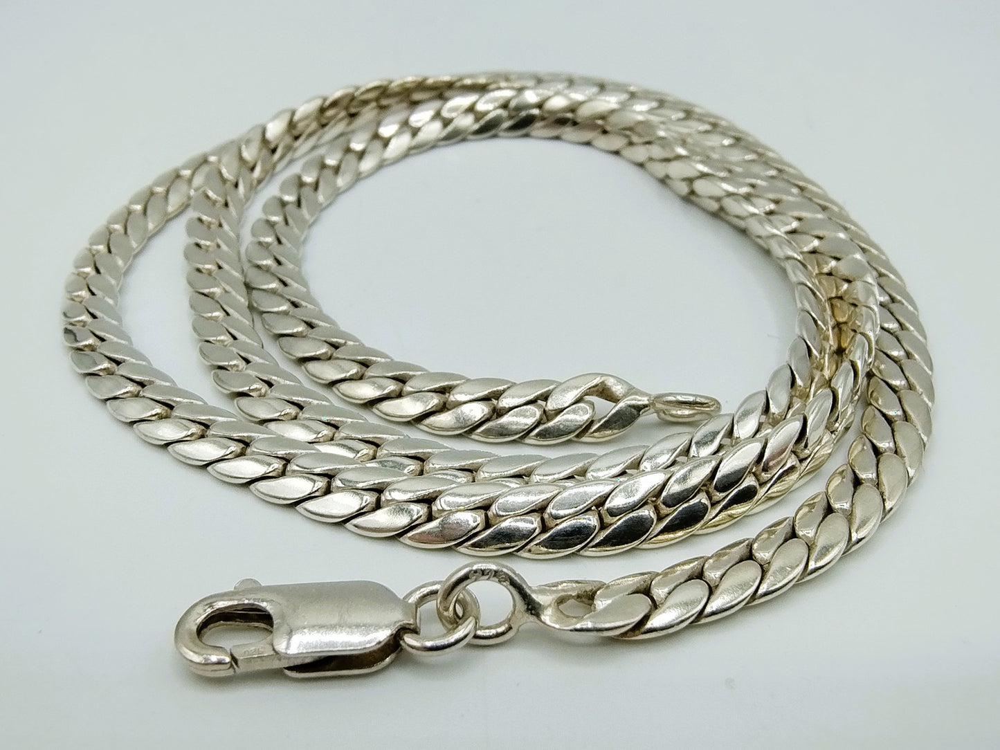 Zilveren ketting met platte schakel, 50,5 cm