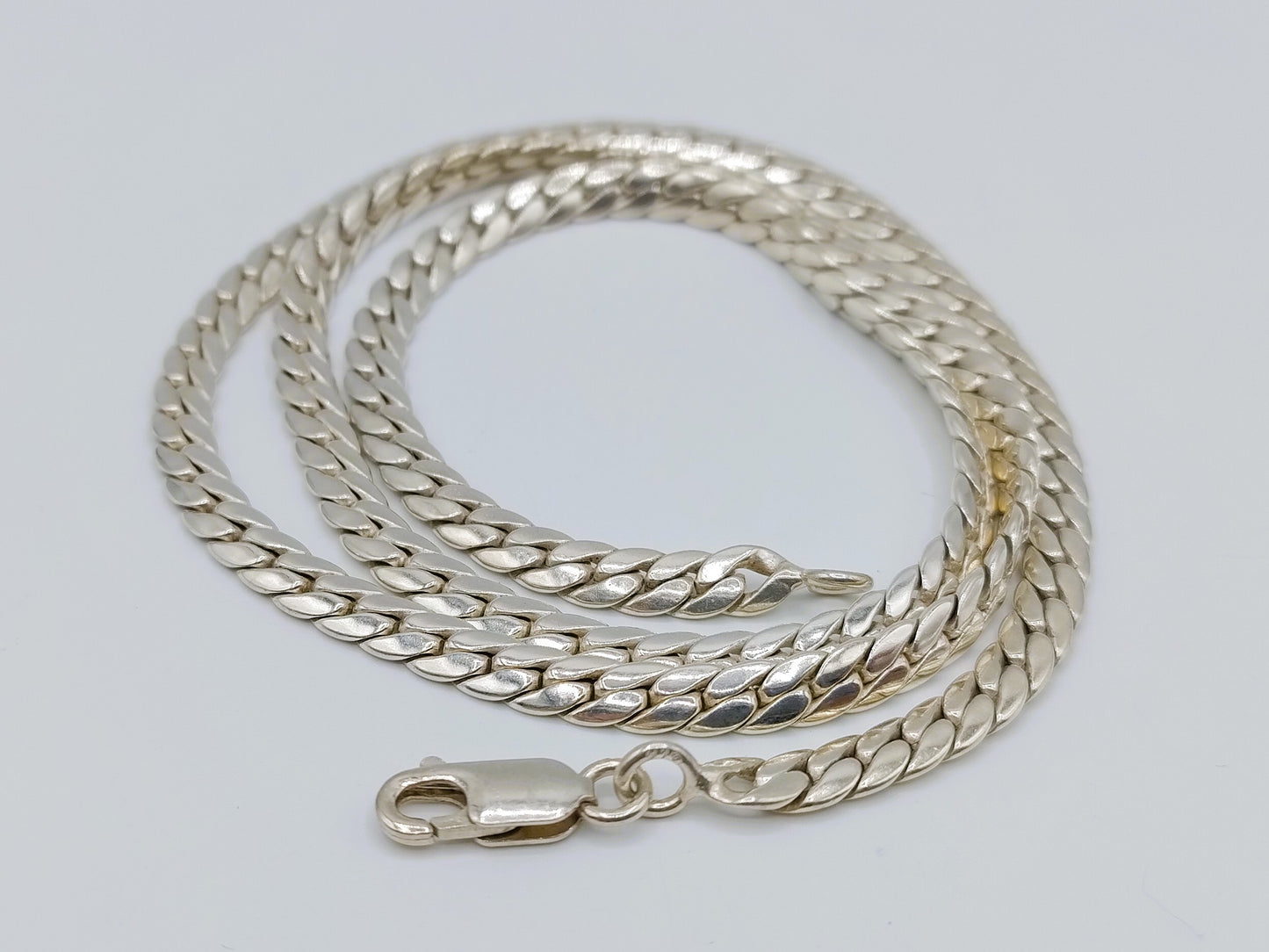 Zilveren ketting met platte schakel, 50,5 cm