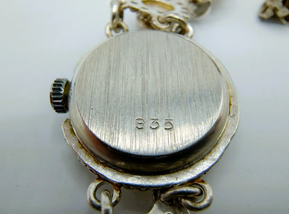 Zilveren dameshorloge met granaat, Byoux Jacques, 18 cm