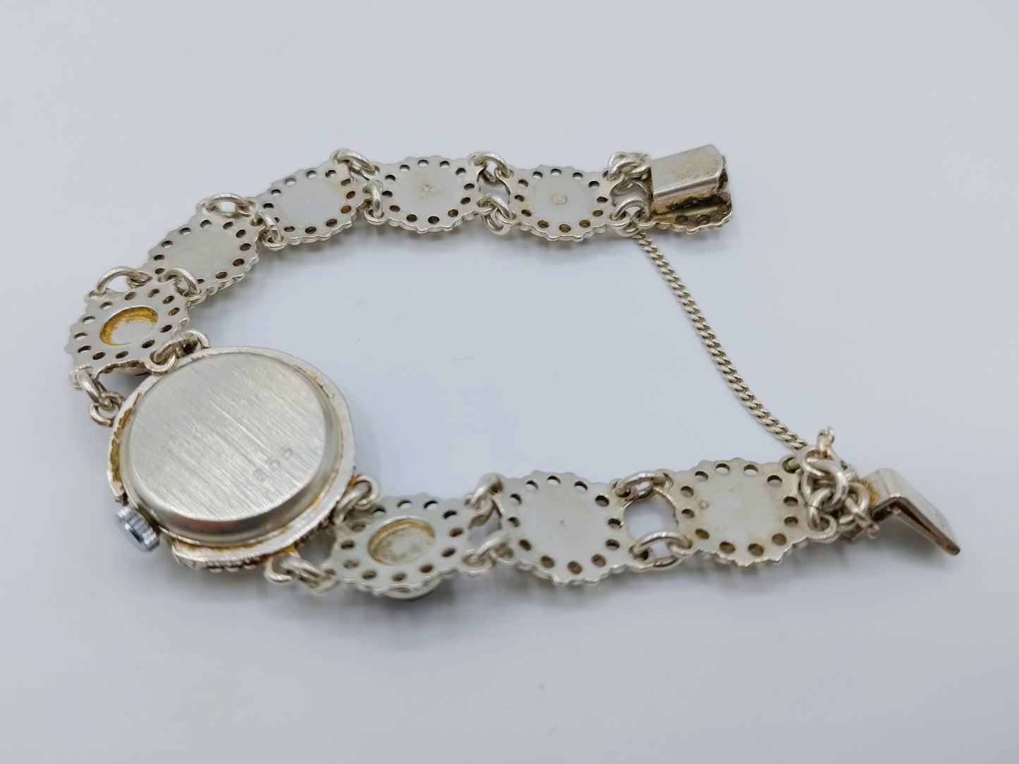 Zilveren dameshorloge met granaat, Byoux Jacques, 18 cm