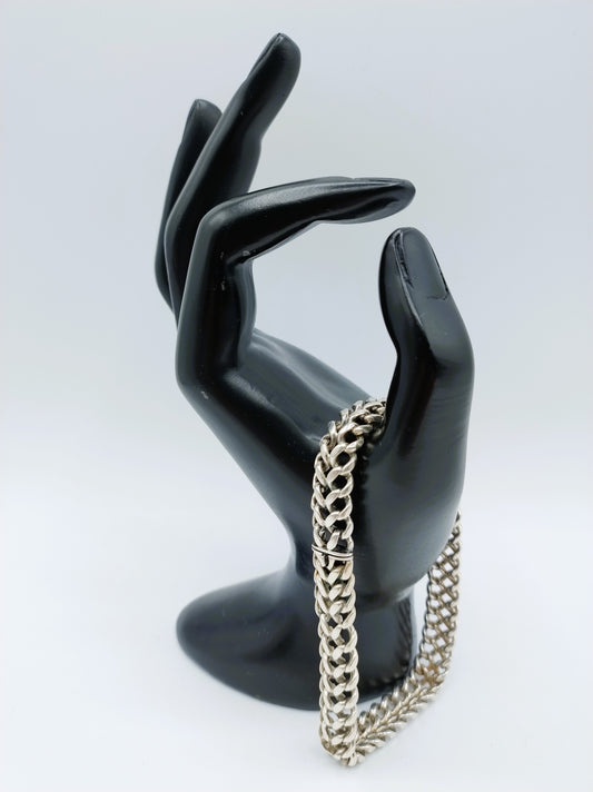 Zilveren heren schakelarmband, 24 cm.