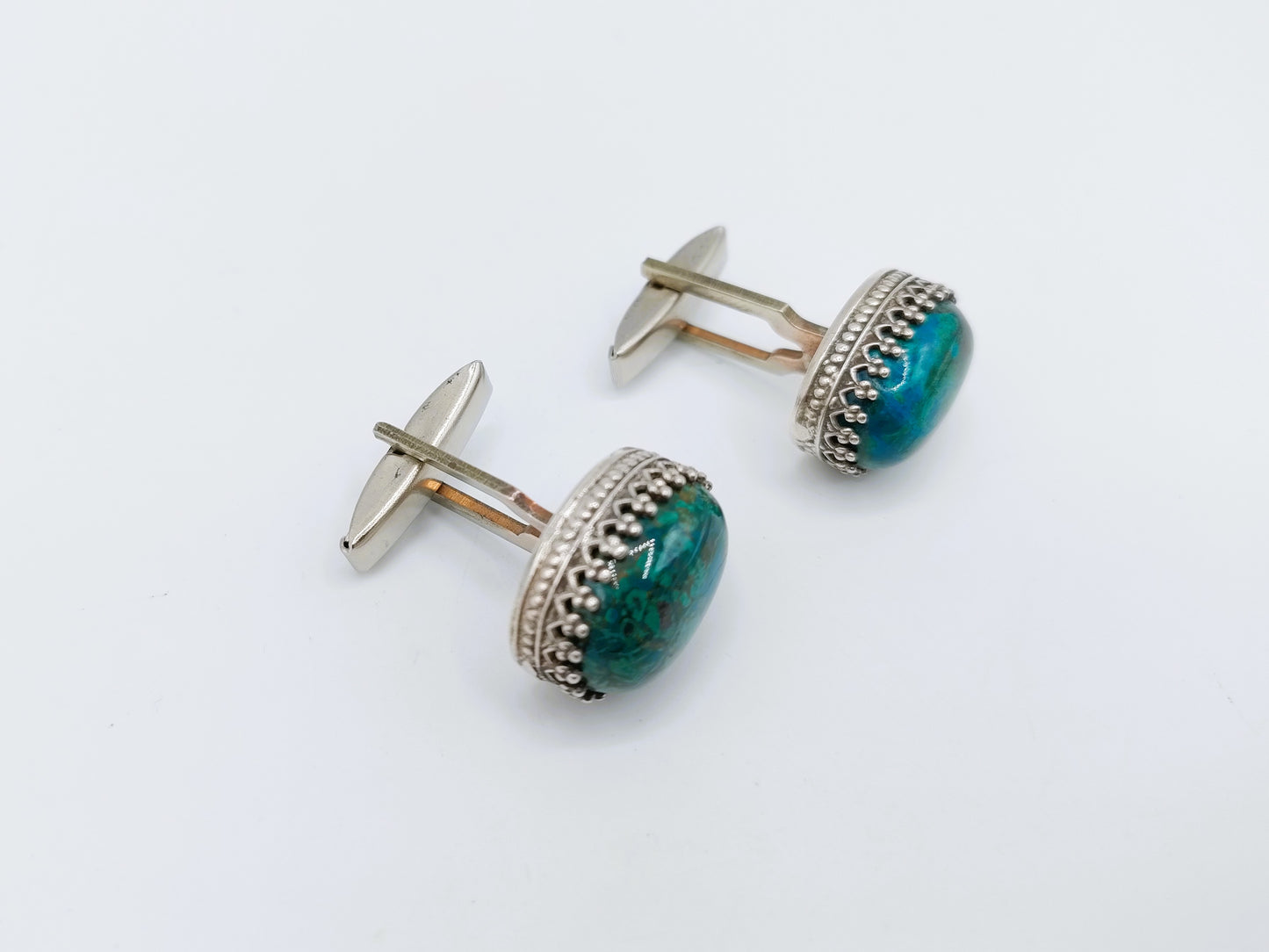 Zilveren manchetknopen met turkoois