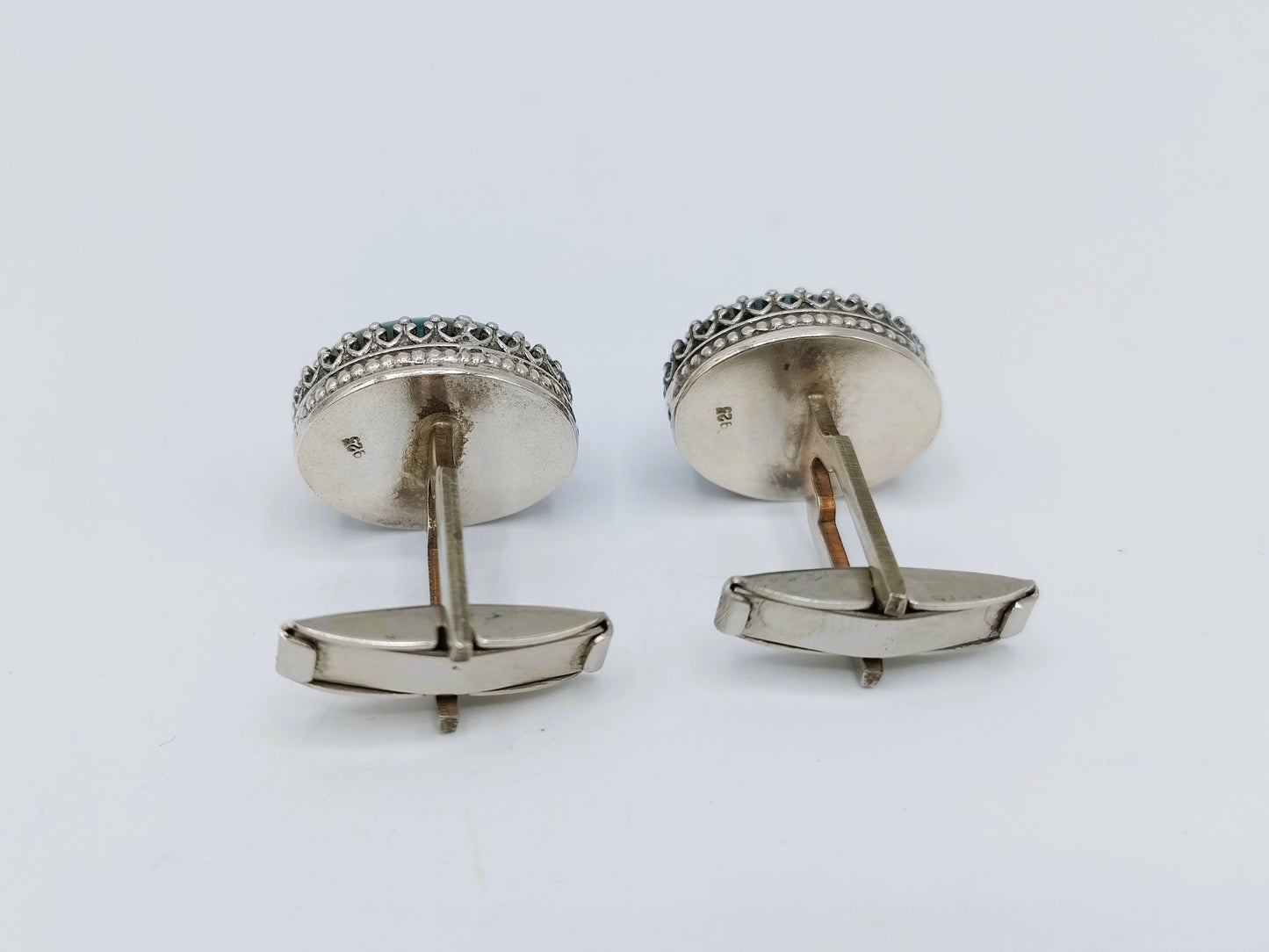 Zilveren manchetknopen met turkoois