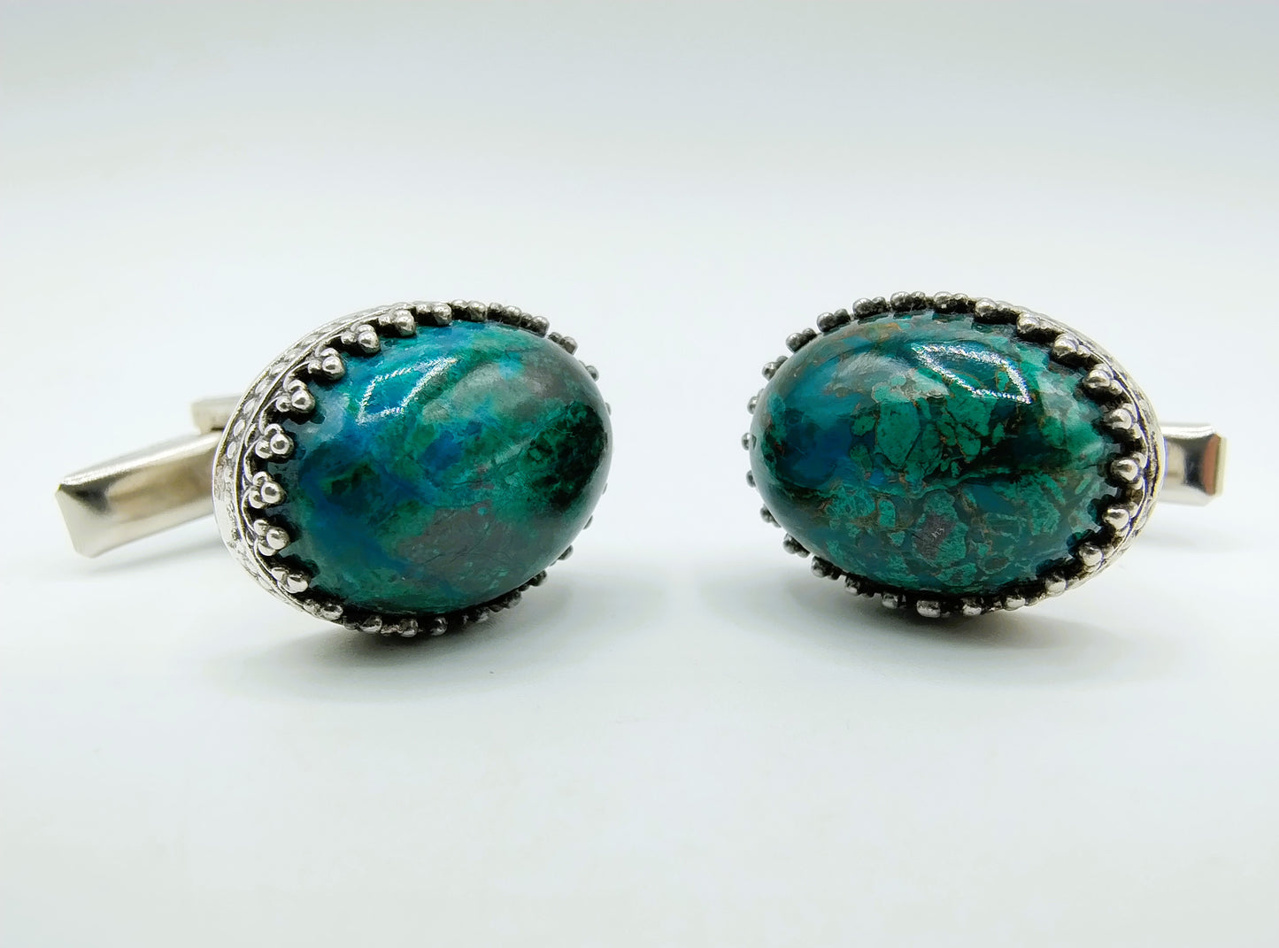 Zilveren manchetknopen met turkoois