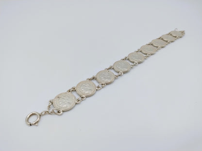 Zilveren armband gemaakt van Wilhelmina dubbeltjes, 18,5 cm