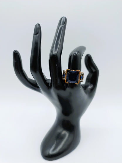 Zilveren heren ring  met saffier en zirkonia, 18 mm, brons