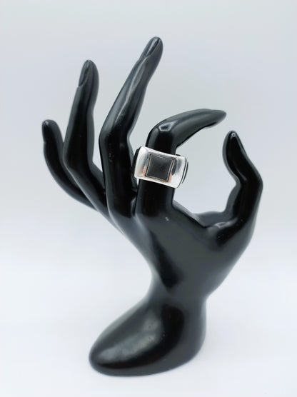 Zware zilveren Esprit ring met onyx, 19 mm