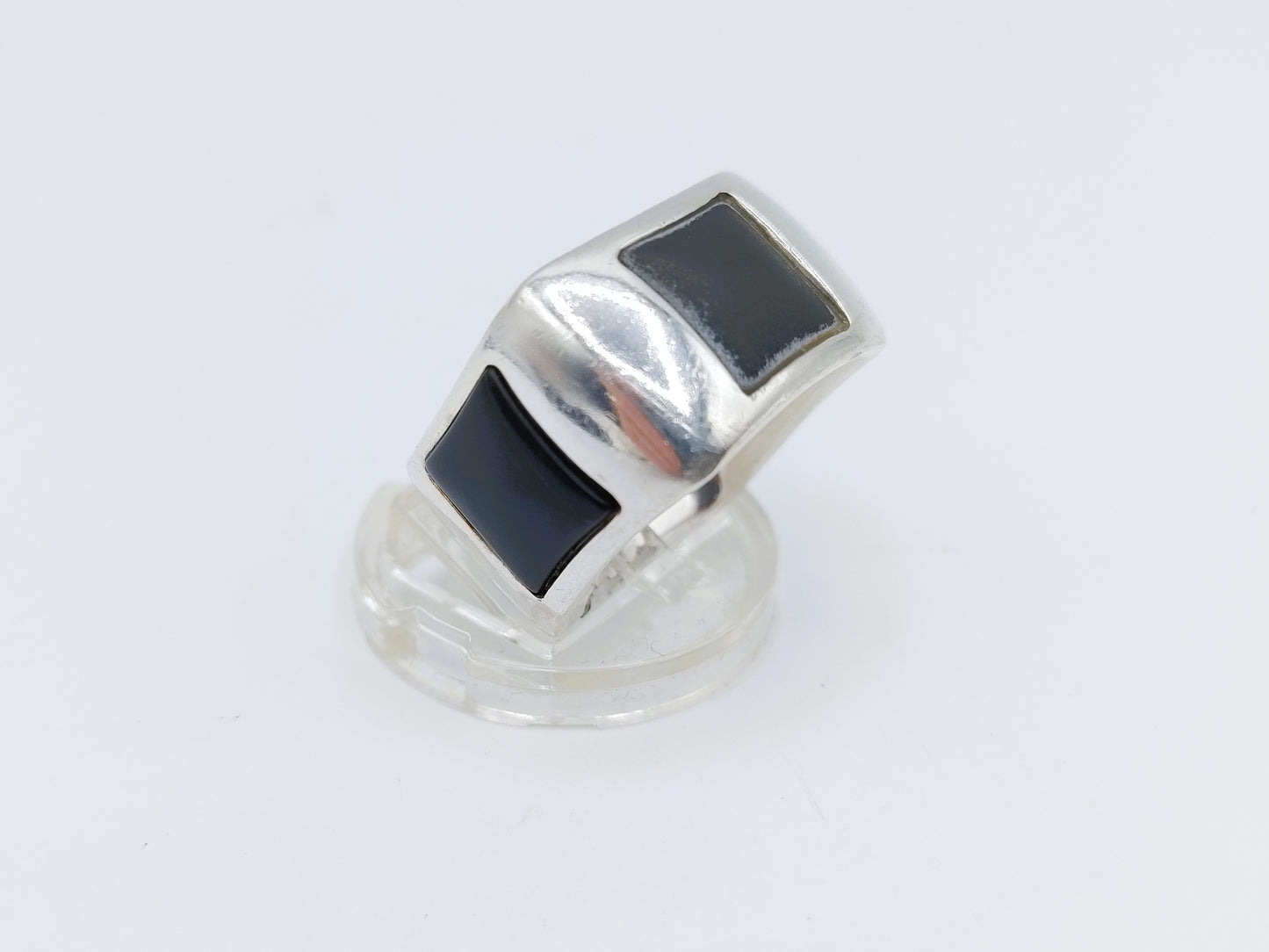 Zware zilveren Esprit ring met onyx, 19 mm