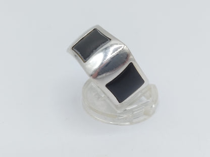 Zware zilveren Esprit ring met onyx, 19 mm