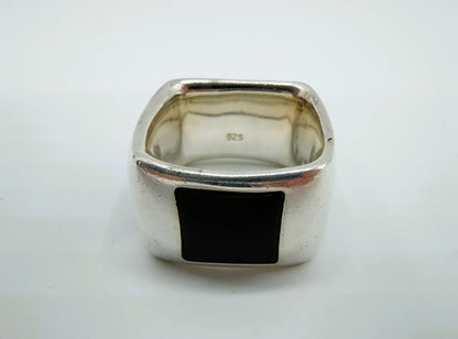 Zware zilveren Esprit ring met onyx, 19 mm