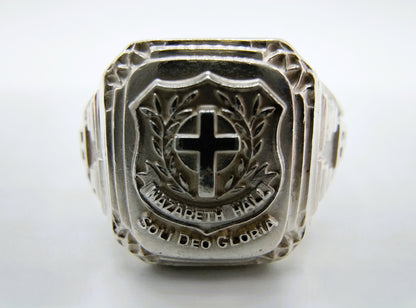 Zilveren Nazareth hall school ring, 1960, 18 mm