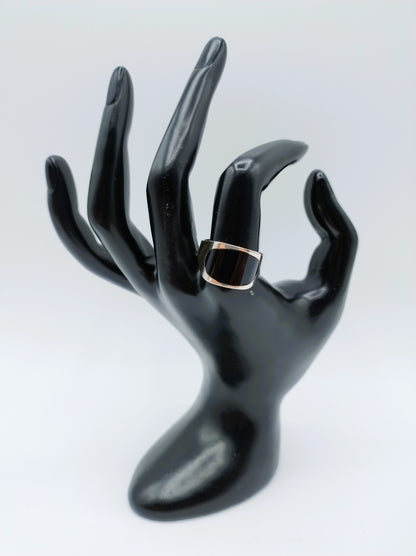 Zilveren unisex ring met onyx, 19 mm