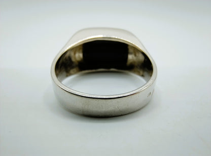 Zilveren unisex ring met onyx, 19 mm