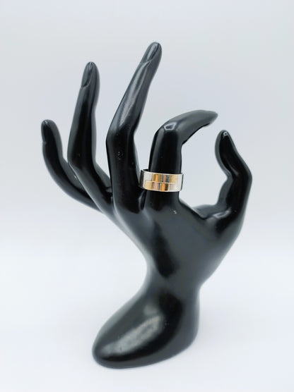 Zilveren ring met gouden accenten, 19 mm