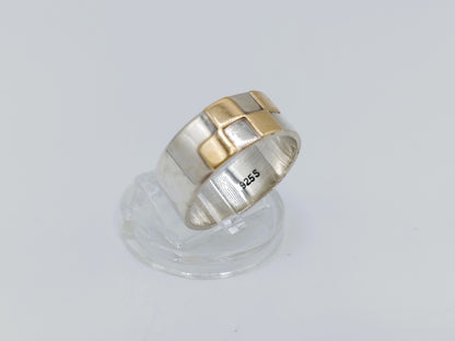 Zilveren ring met gouden accenten, 19 mm