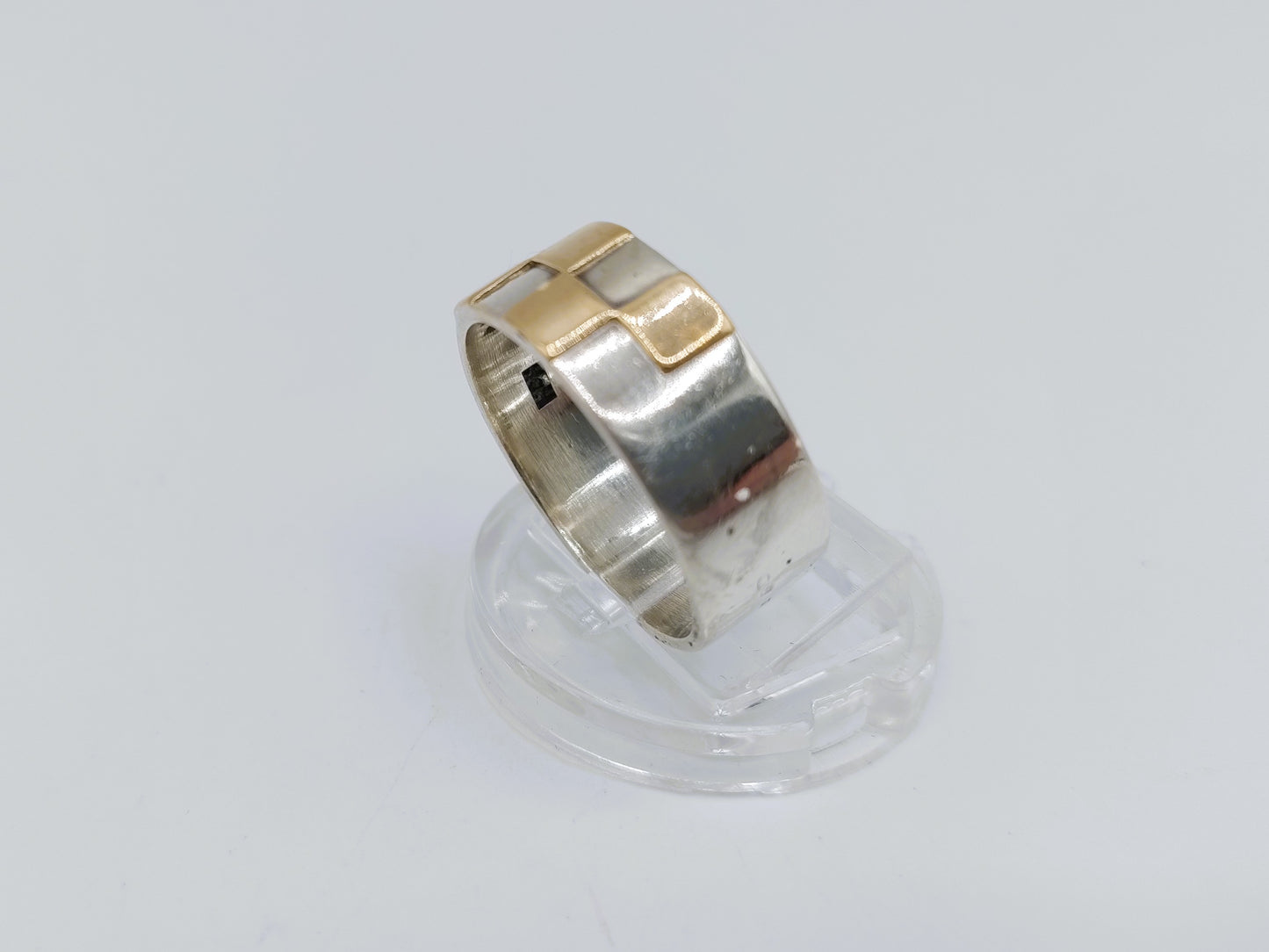 Zilveren ring met gouden accenten, 19 mm