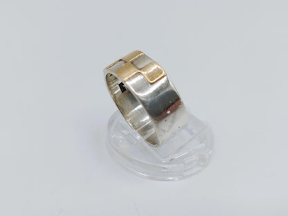 Zilveren ring met gouden accenten, 19 mm