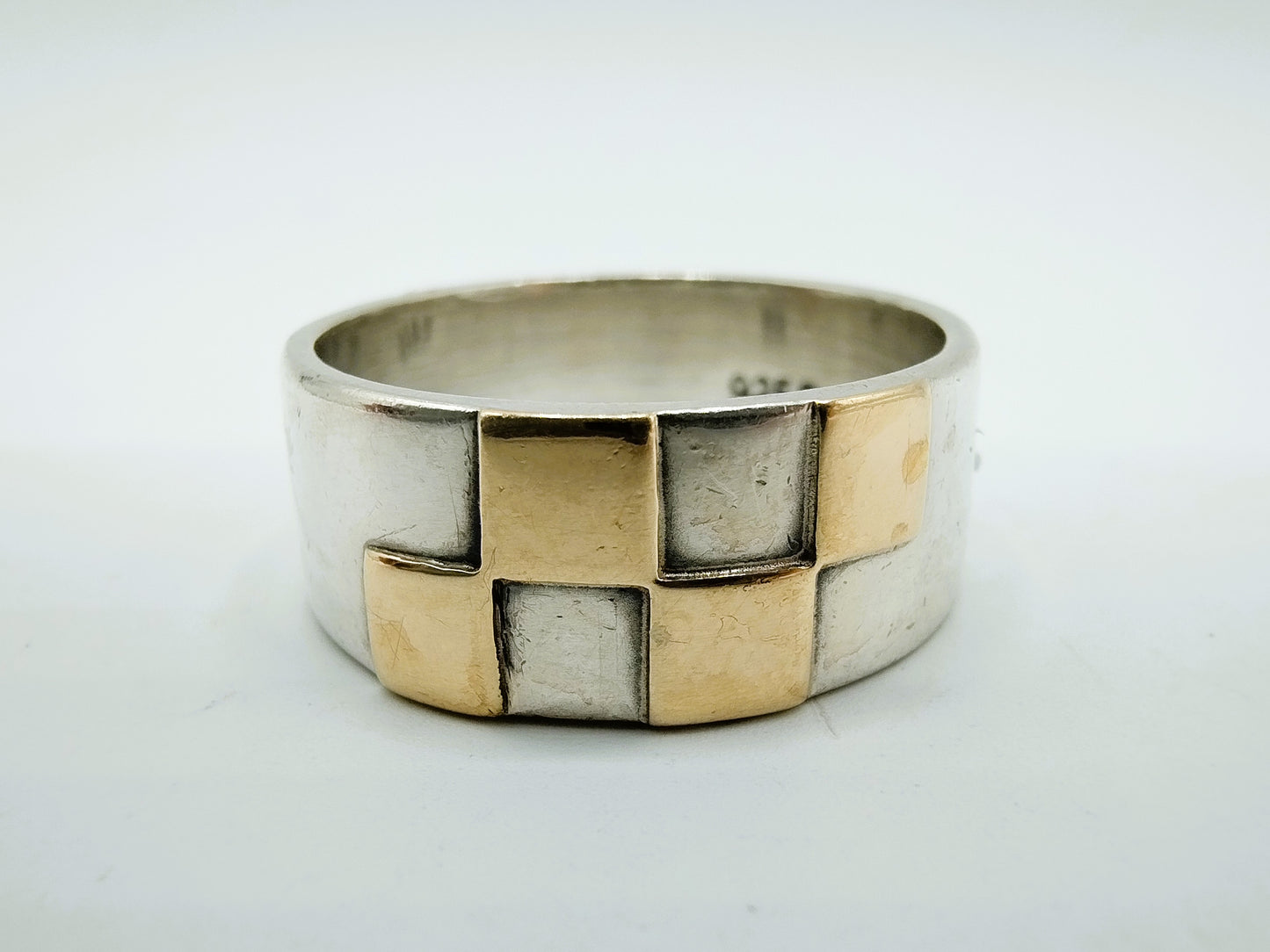 Zilveren ring met gouden accenten, 19 mm