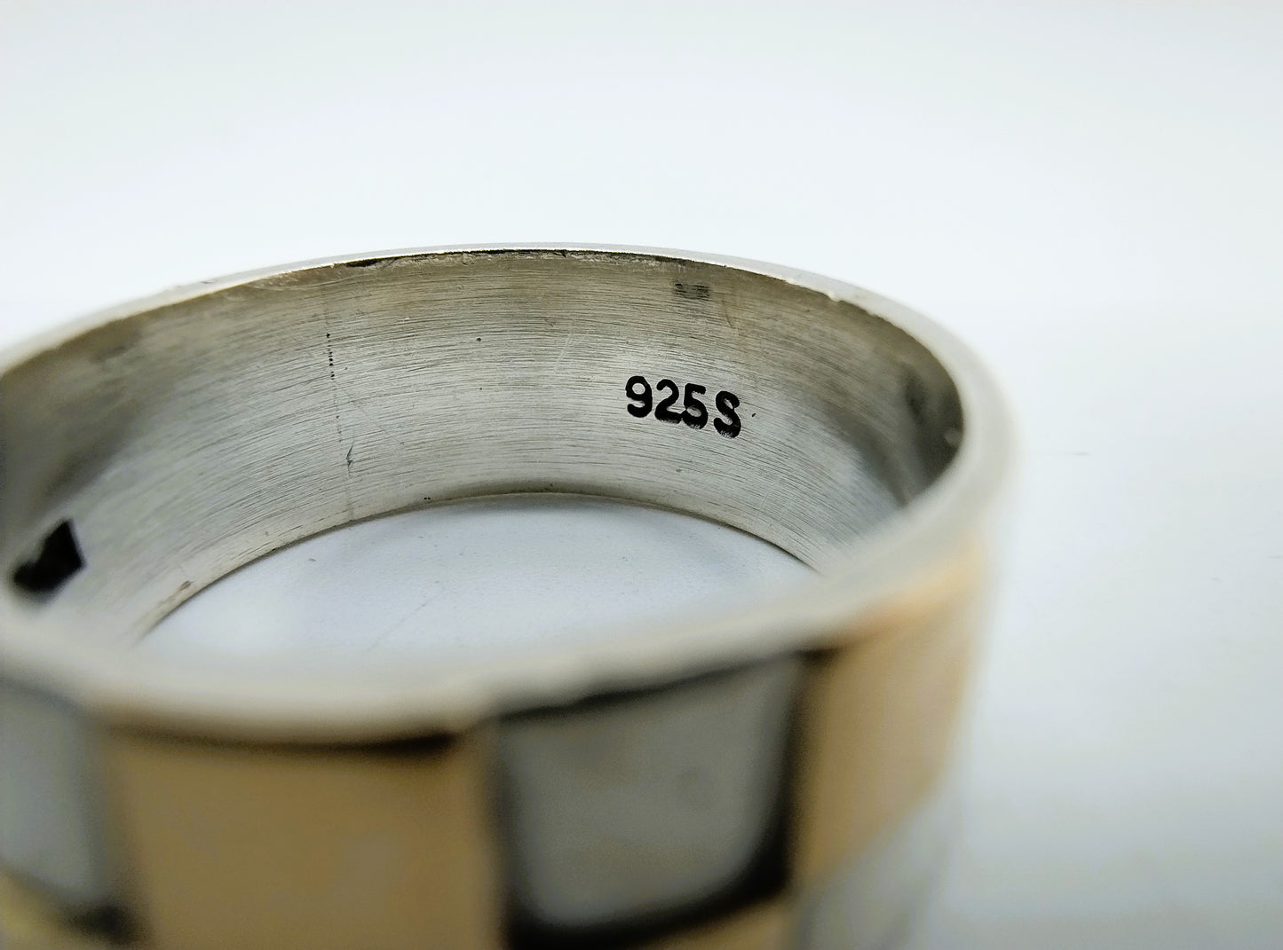 Zilveren ring met gouden accenten, 19 mm