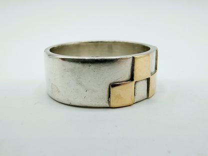 Zilveren ring met gouden accenten, 19 mm