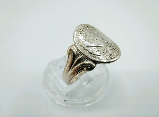 Zilveren vredesduif ring, 1945, 18.5 mm