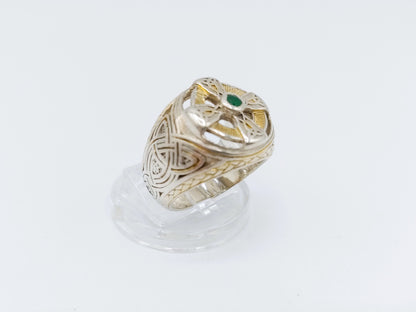 Keltische kruis ring, Franklin mint, smaragd, 18 mm