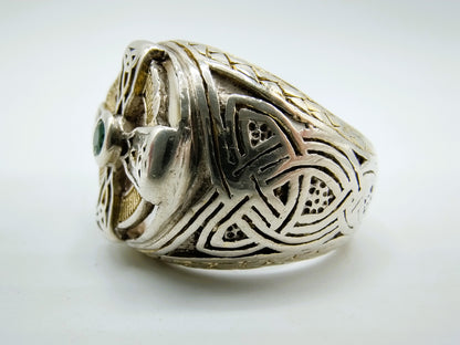 Keltische kruis ring, Franklin mint, smaragd, 18 mm