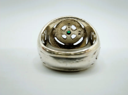 Keltische kruis ring, Franklin mint, smaragd, 18 mm