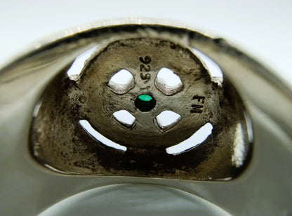 Keltische kruis ring, Franklin mint, smaragd, 18 mm