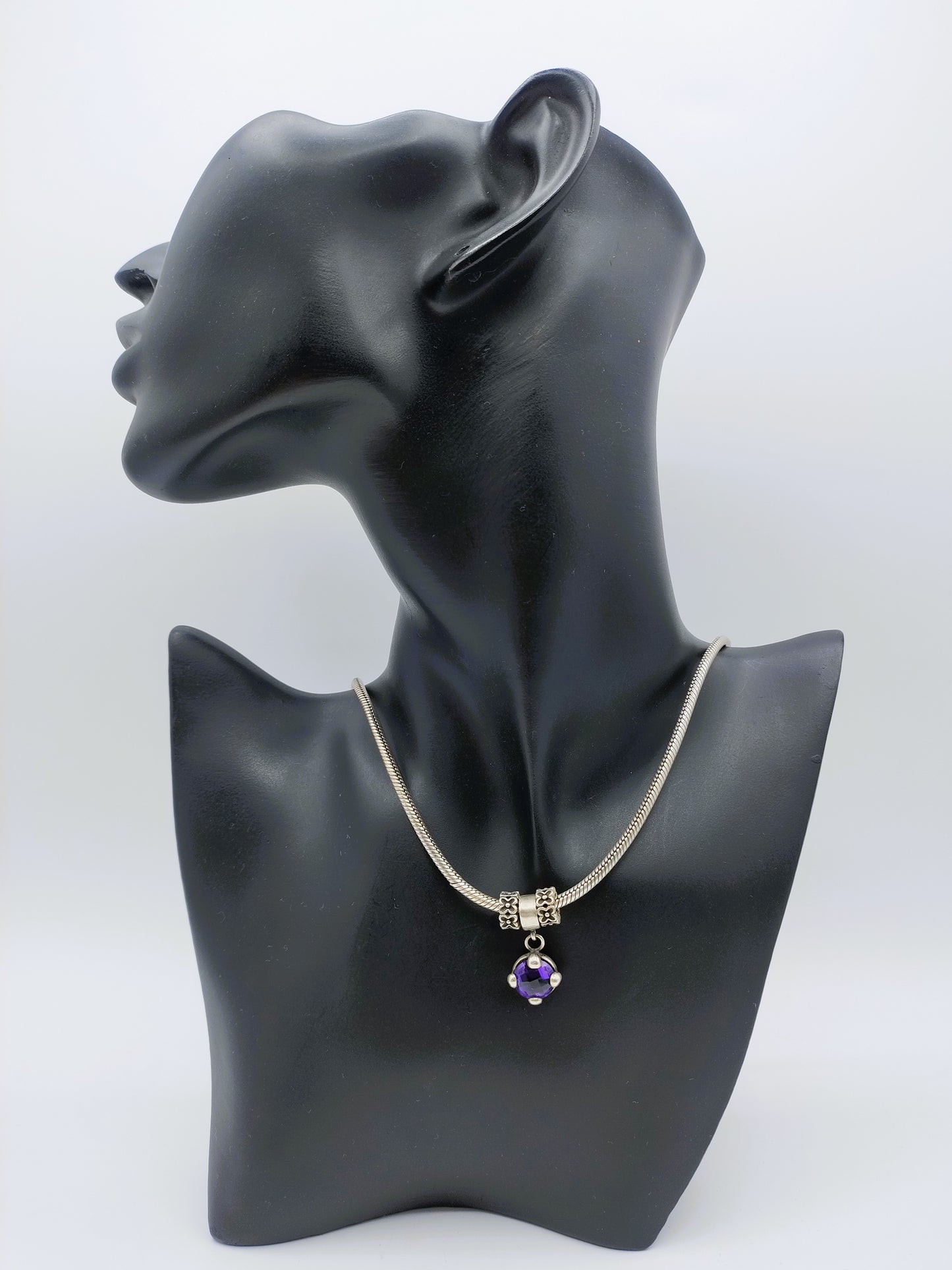 Zilveren slangenketting met hanger, Tedora, 46 cm