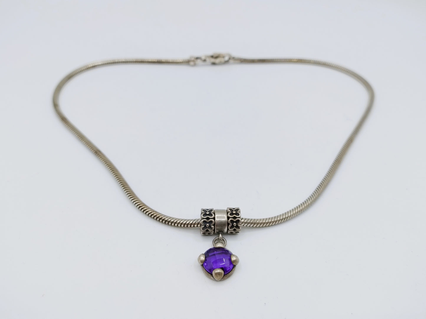 Zilveren slangenketting met hanger, Tedora, 46 cm