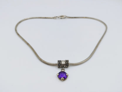 Zilveren slangenketting met hanger, Tedora, 46 cm