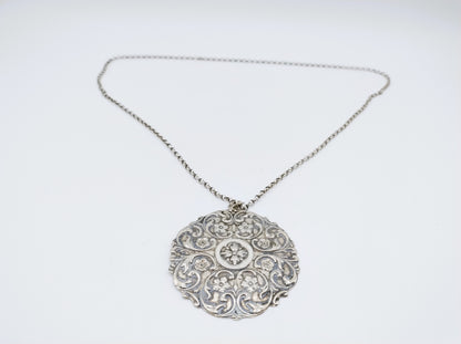 Zilveren jasseron ketting met zilveren art deco hanger, 64 cm