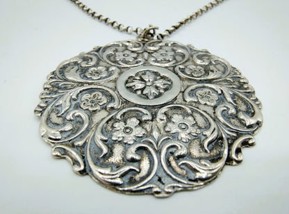 Zilveren jasseron ketting met zilveren art deco hanger, 64 cm