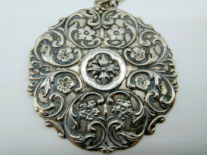 Zilveren jasseron ketting met zilveren art deco hanger, 64 cm