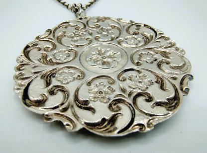 Zilveren jasseron ketting met zilveren art deco hanger, 64 cm