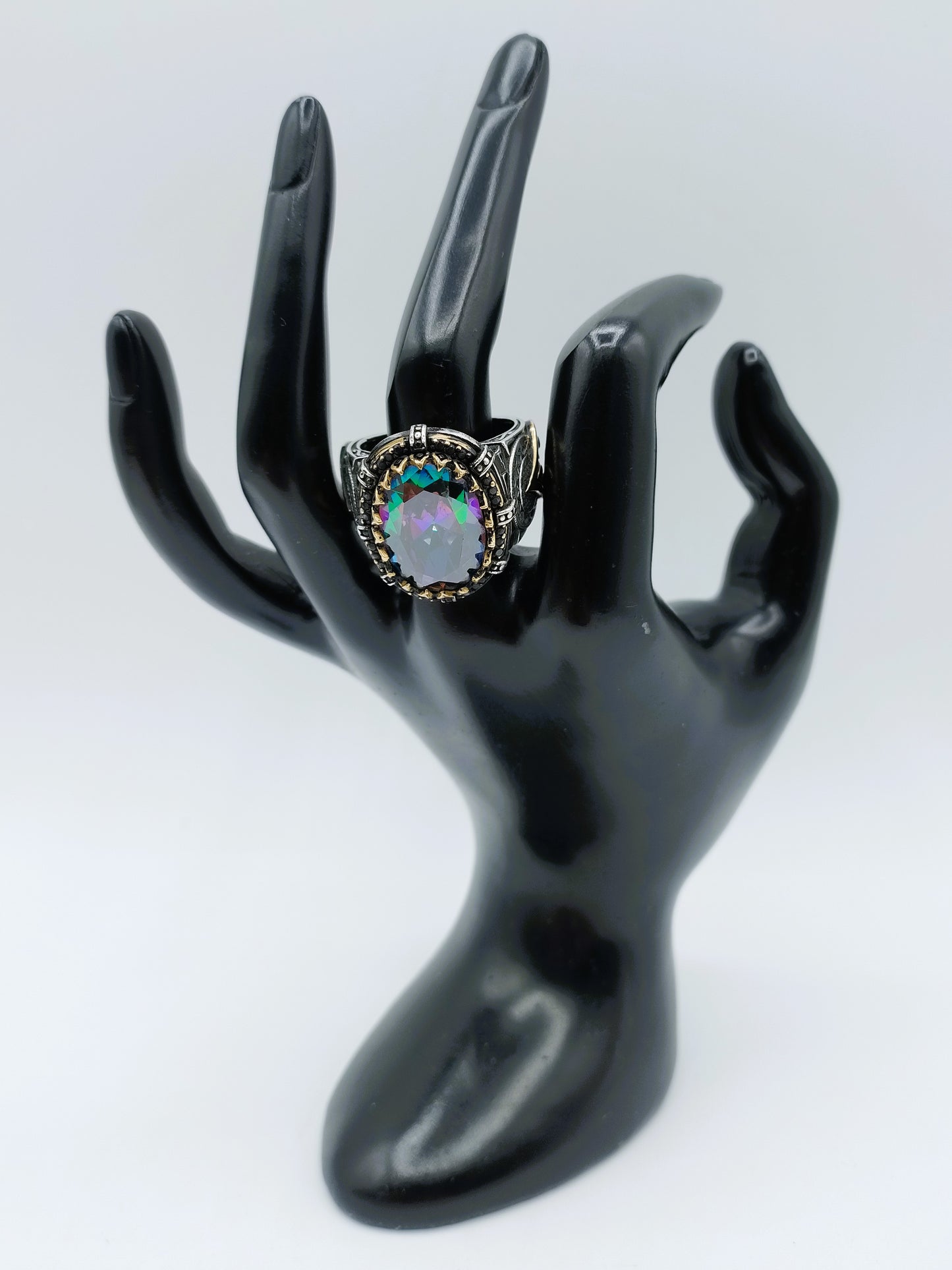 Robust silver men's ring with owl, 21 mm