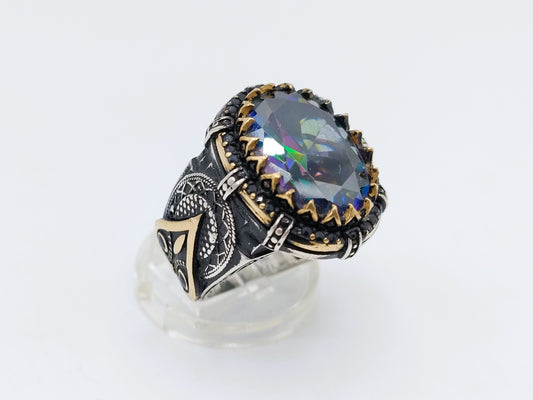 Robust silver men's ring with owl, 21 mm