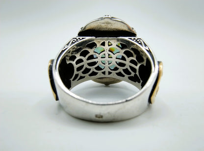 Robust silver men's ring with owl, 21 mm